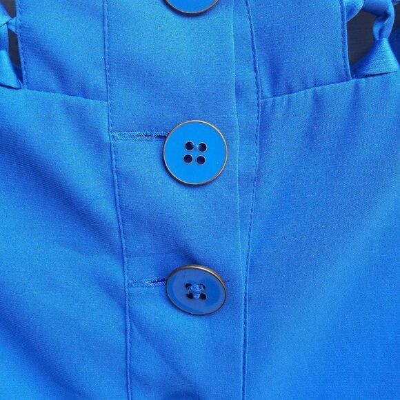 Gianni Bini Blue Cut Out Collar Short Sleeve Dress Size Large - Picture 7 of 9